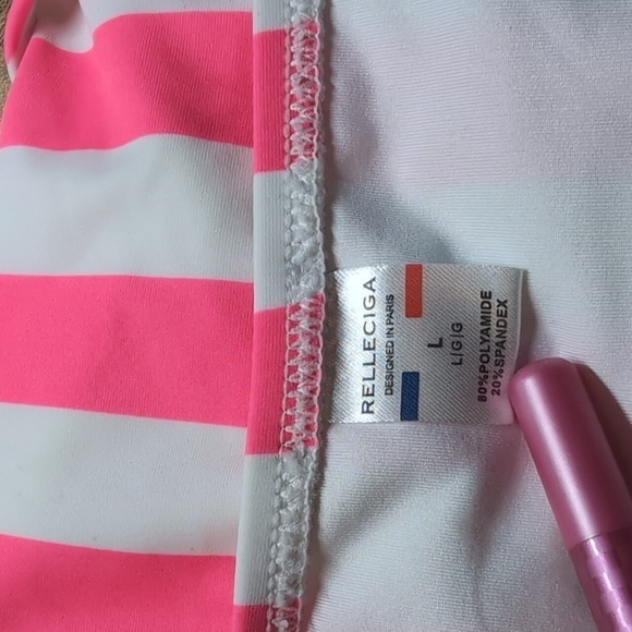 BRAZILLIAN cut HOT Pink Stripe HIGH Waisted Bikini Bottoms & Crotched top - Picture 7 of 12